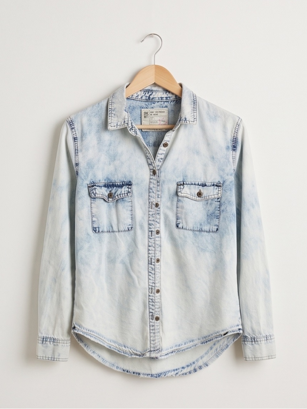 Garage Light Wash Denim Shirt - Casual Button-Up